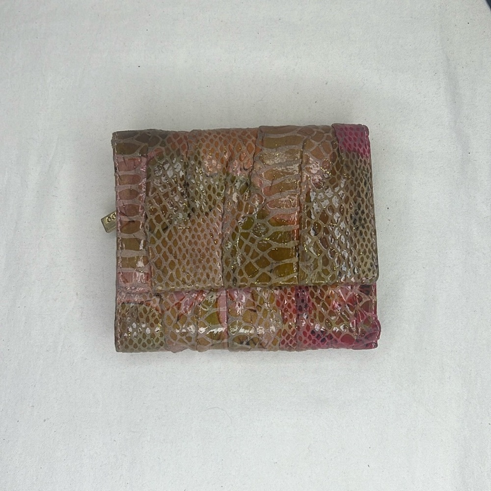 HOBO International Pink & Green Snake Skin Wallet